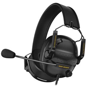 SENZER SG500 Surround Sound Pro Gaming Headset with Noise Cancelling Microphone - Soft Memory Foam Padding - Portable Foldable Headphones for PC, PS4, PS5, Xbox One, Switch - Black